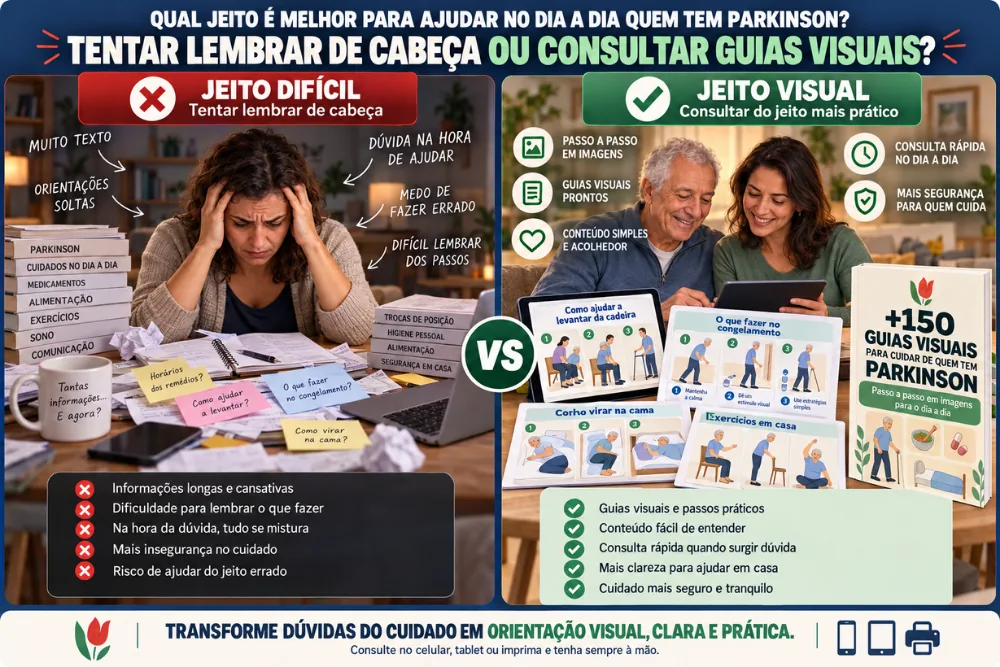 Comparação entre tentar lembrar de cabeça e consultar um guia visual